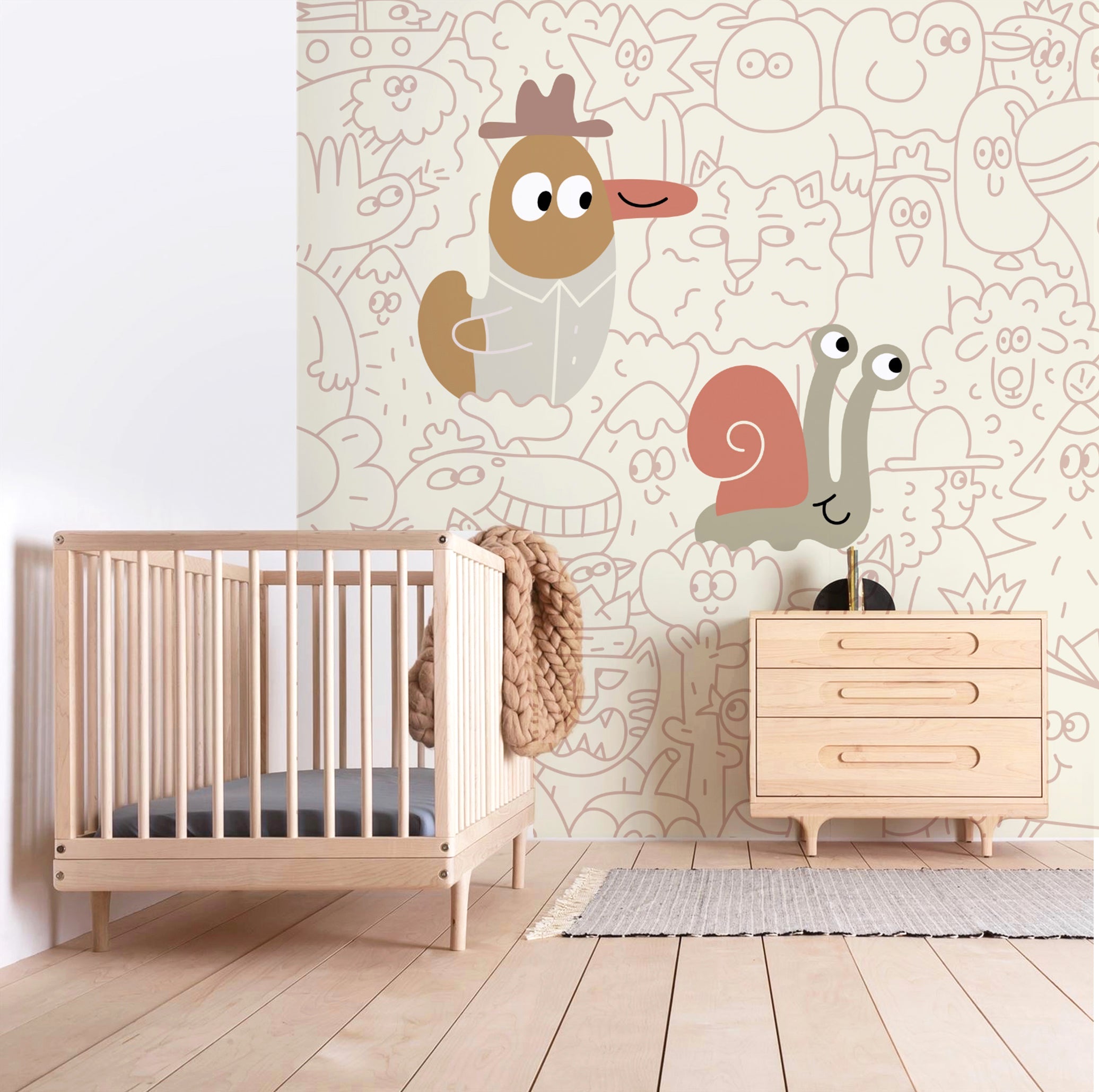 Doodle Bird & Snail Wallpaper GAE710